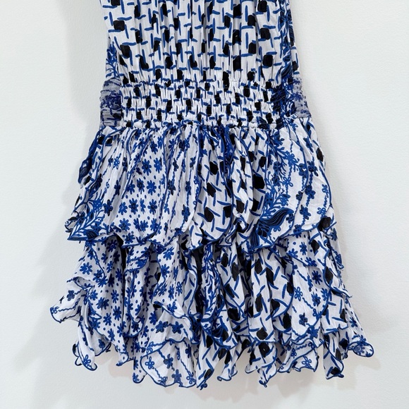 Poupette St. Barth Belinda Printed Dress Blue Size 0 - Picture 9 of 11